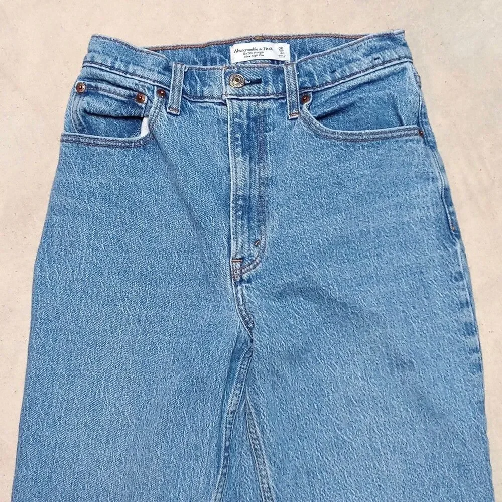 Abercrombie & Fitch Jeans Sz 26 / 2 Long 90s Relaxed High Rise Curve Love - Picture 2 of 10